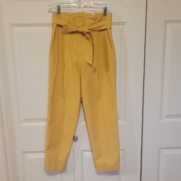 Ann Taylor Pants - Ann Taylor Yellow Tie-Waist Trousers